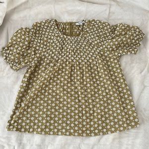 Madewell Daisy Embroidered Shirred Puff-Sleeve Top
